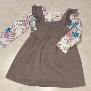 Carters Floral Long Sleeve Brown Dress